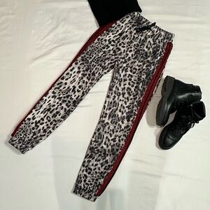 Fashion Nova Red and Gray Joggers with Tapered Leg